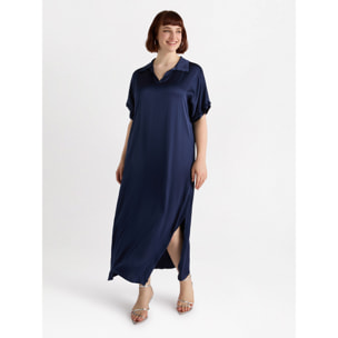 Fiorella Rubino - Vestito lungo con colletto in raso stretch - Blu