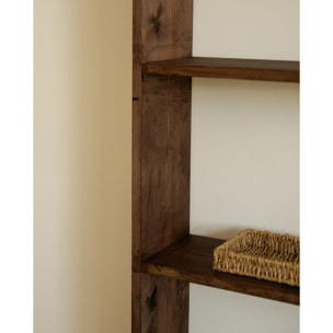 Estantería de madera maciza tono nogal con 3 estantes Alto: 146 Largo: 80 Ancho: 20