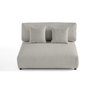 Garance - module d'assise 2 places - en velours côtelé - Gris clair