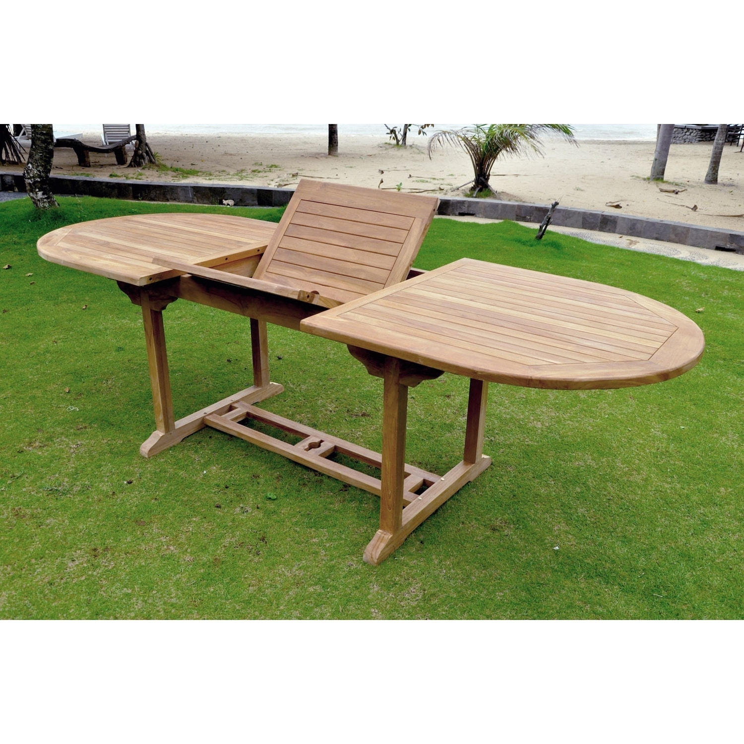 Table de jardin extensible 10 places en teck brut ADAGNA