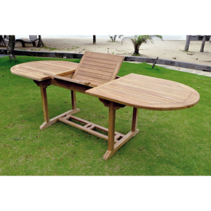 Table de jardin extensible 10 places en teck brut ADAGNA
