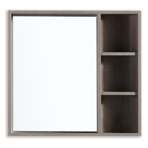 Armoire de toilette miroir 80 cm chêne gris Aquanoma