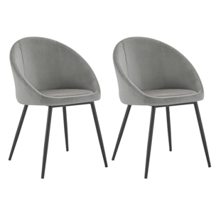 Lot de 2 chaises vintage DIANE velours gris