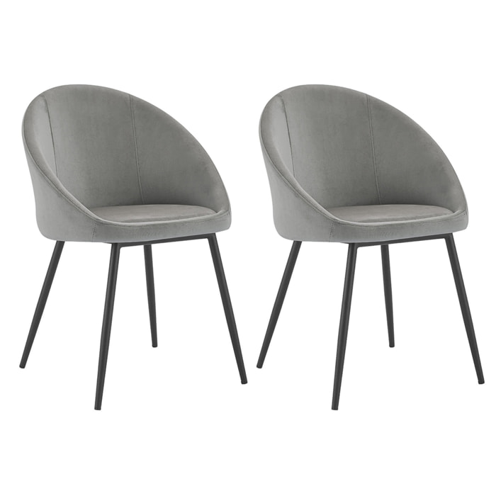 Lot de 2 chaises vintage DIANE velours gris