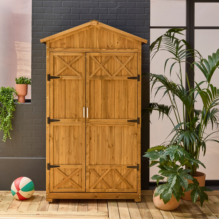 Abri de jardin bois de sapin 6 espaces de rangement 105cm ANCOLIE