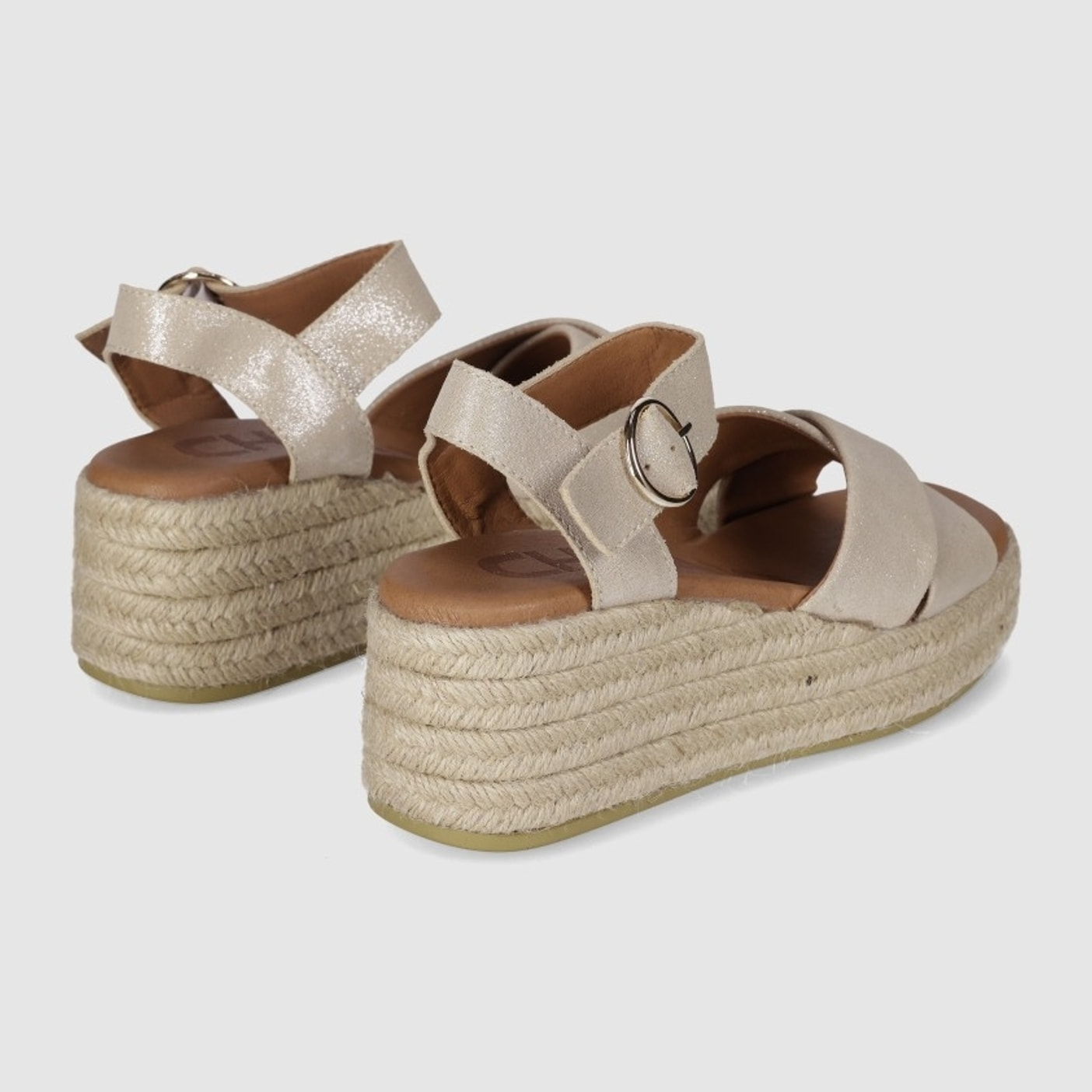 Sandalias de Serraje - Platino - Tacón: 6 cm