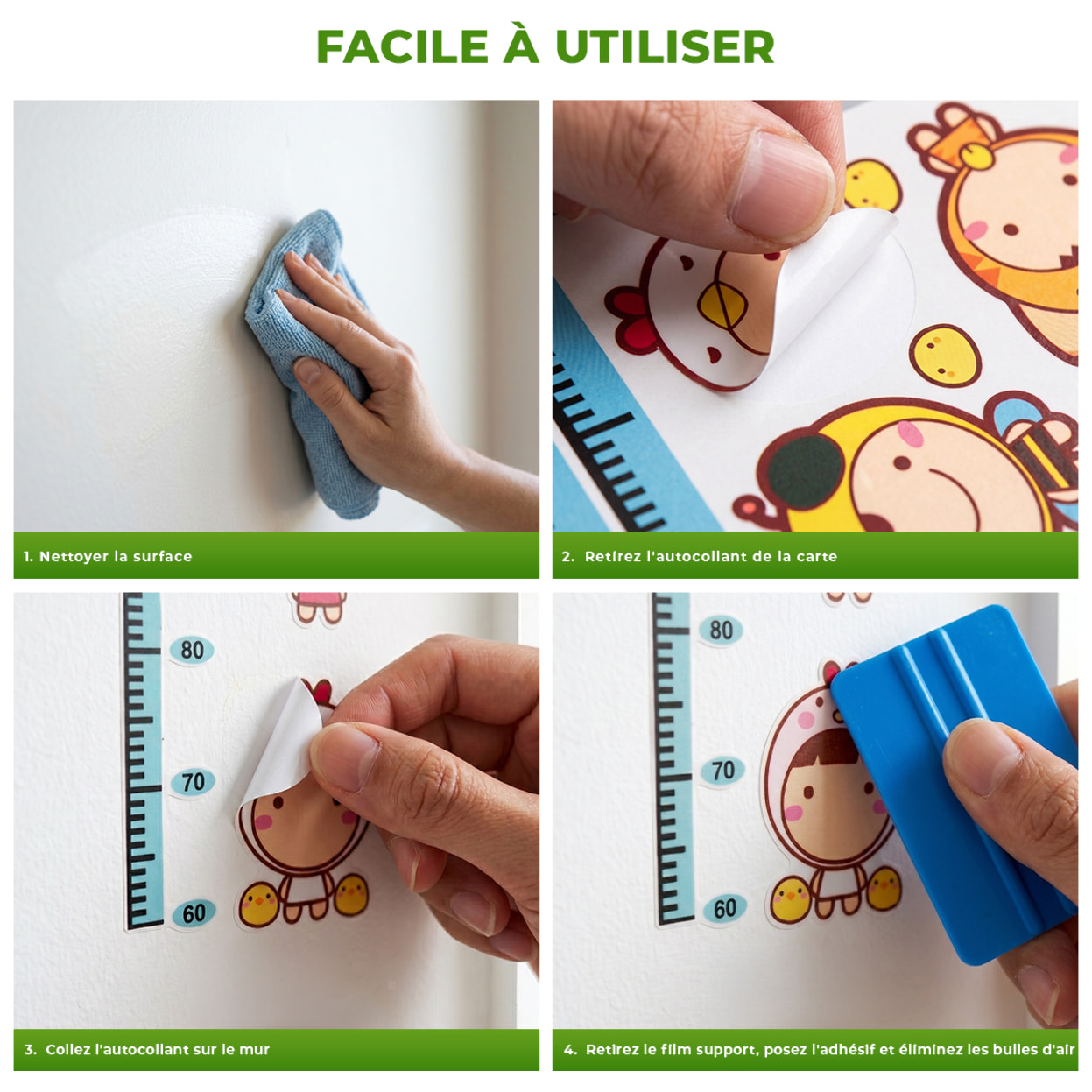 Stickers Muraux décoration adhésifs Toise Enfants pour les Tout Petits
