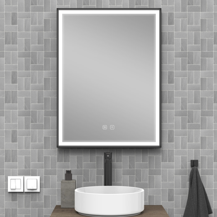 Miroir de salle de bain LED tactile Alday, 60 cm