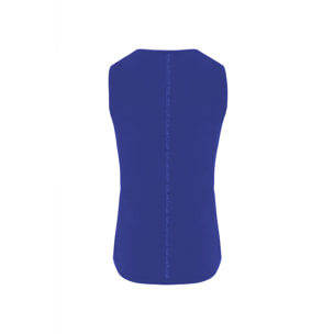 CAMISETA RUNNING SLIM MUJER SIN MANGAS BLUEBALL EN AZUL CON LOGO AZUL