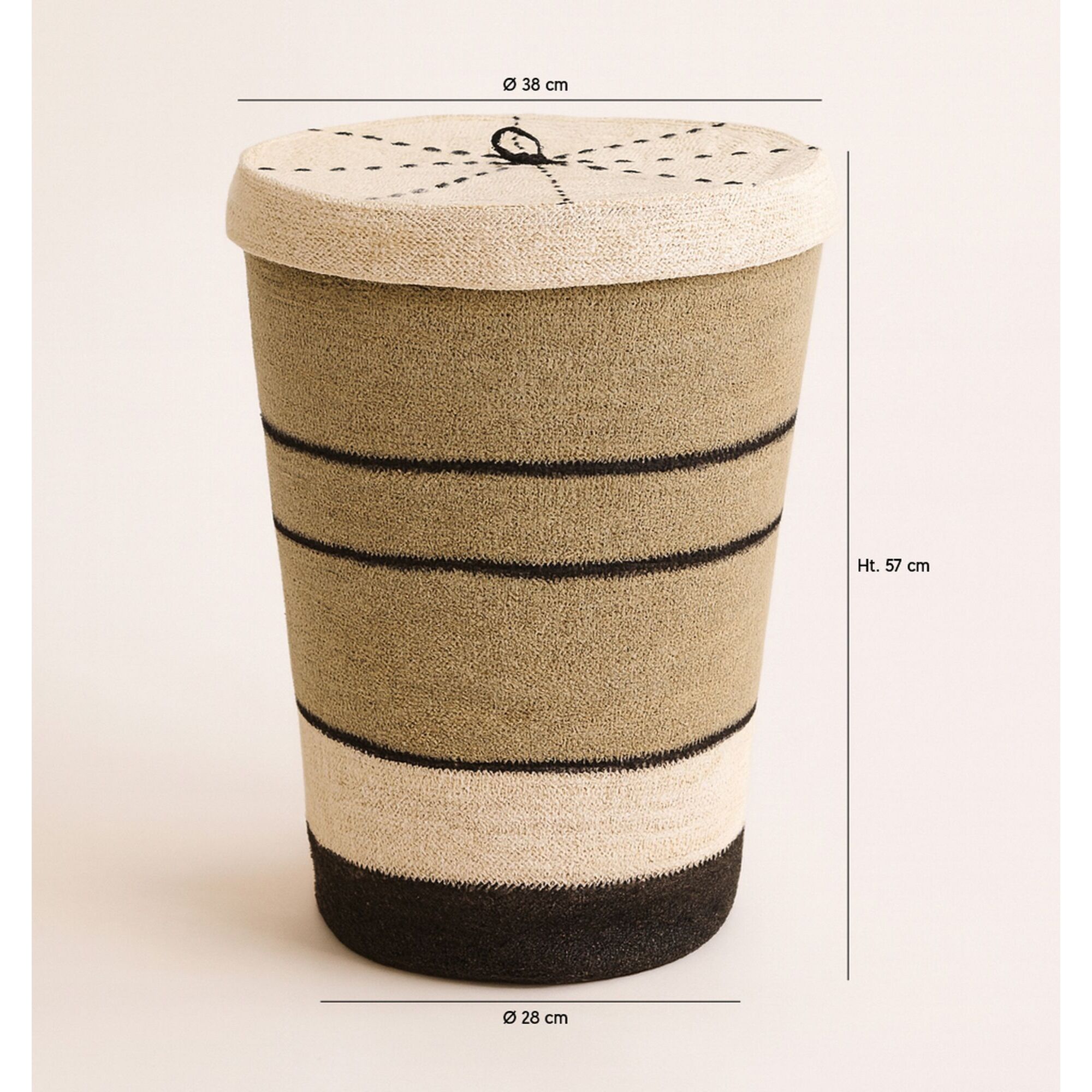 Panier à linge en jonc de mer naturel et noir h57cm GRENADA