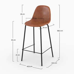 Chaise pour îlot central en cuir synthétique camel 65 cm - Henrik
