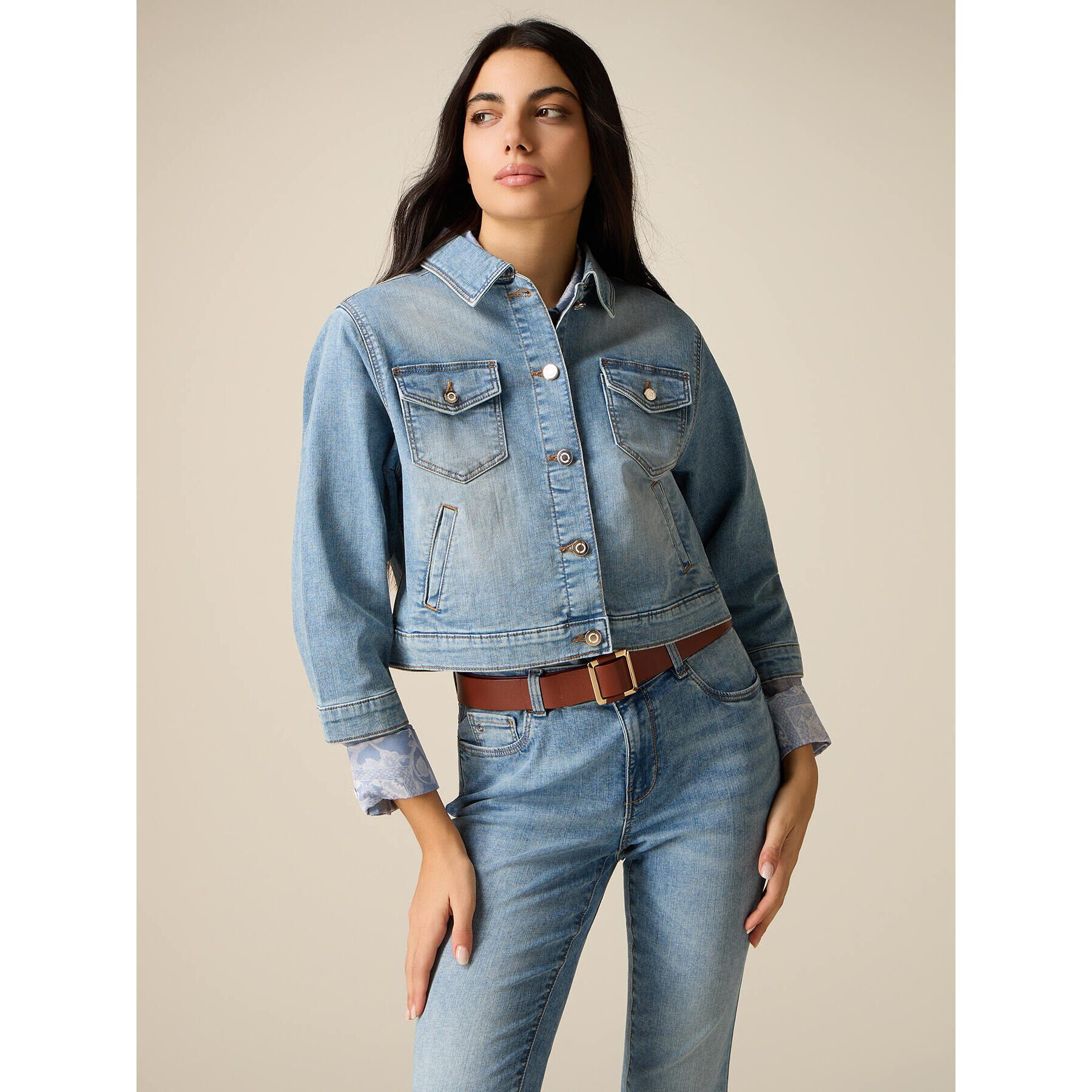 Oltre - Chaqueta boxy de denim - Light - blue