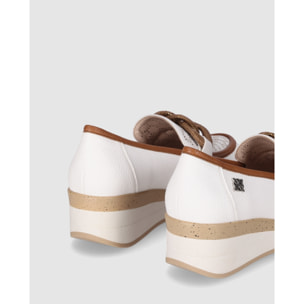 Zapatos de Piel - Blanco - Tacón: 4 cm