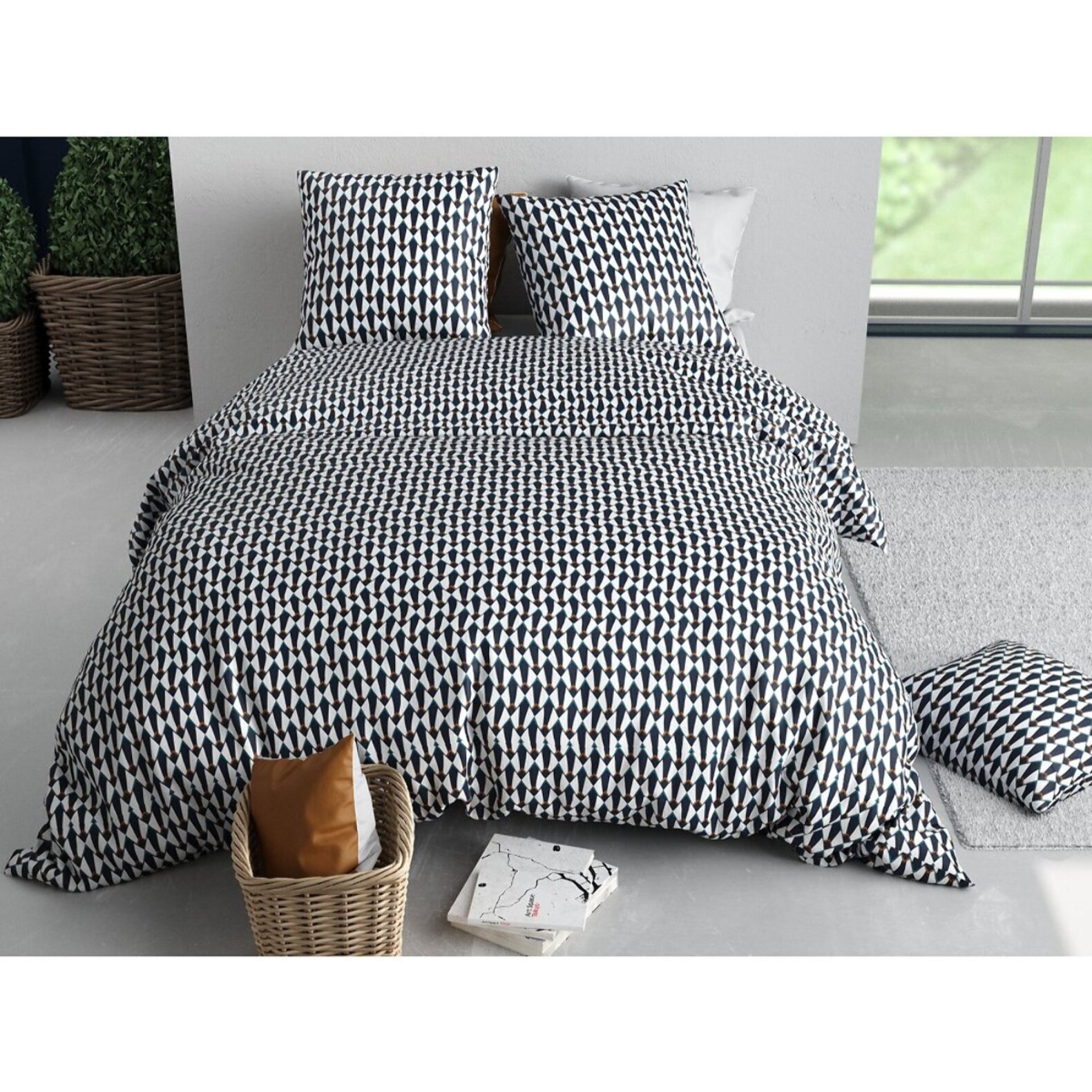 Parure housse de couette coton Géo