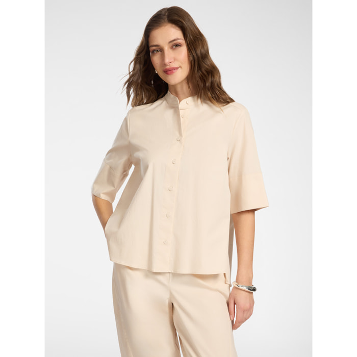 Elena Mirò - Camisa con cuello mao - Beige