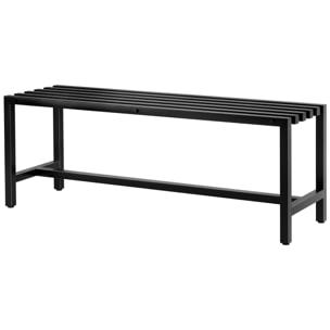 Banc de jardin 2 places assise à lattes acier galvanisé noir