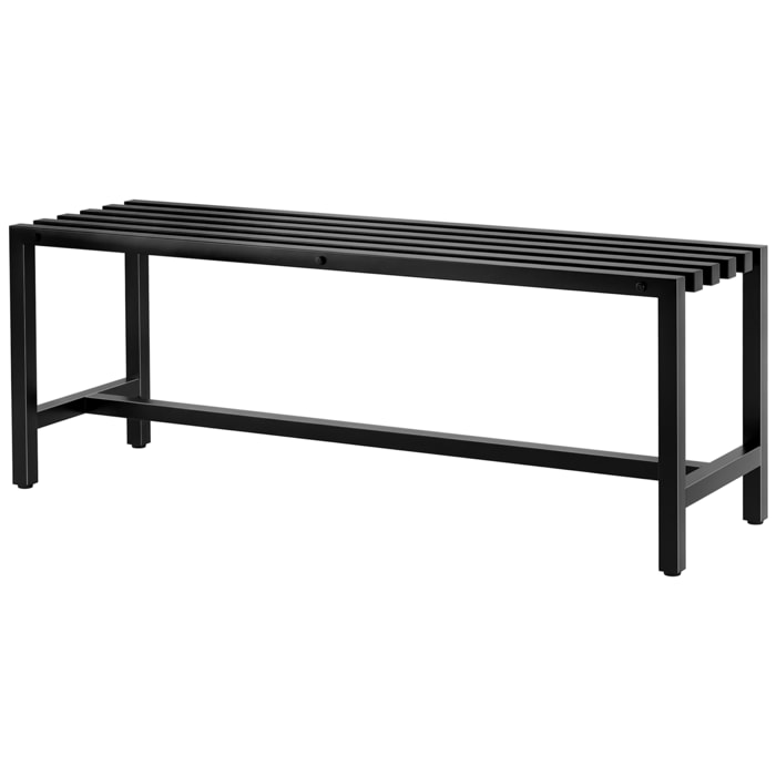 Banc de jardin 2 places assise à lattes acier galvanisé noir