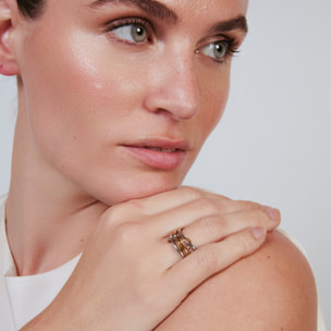 Anillo Lasdu acabado oro 18k y plata