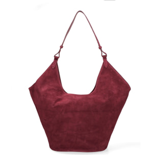 Borsa a spalla da donna - Modello Lisboa - Pelle Scamosciata - 27.0 x 38.0 x 21.5 cm