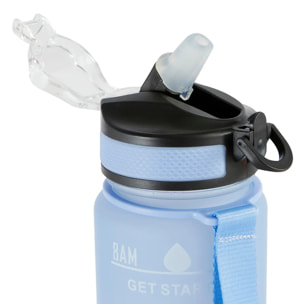 Bouteille avec paille en silicone intégrée 1L