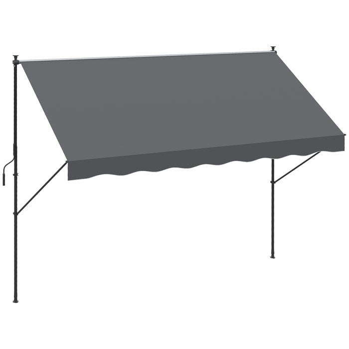 Toldo Manual Retráctil 300x170x200-290 cm Toldo Ajustable con Manivela Protección Solar UV40+ Prueba de Viento