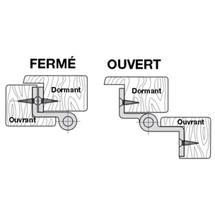 Paumelle bouts ronds à bague coudée TORBEL - 110x60x70 mm - Coudage 90° - Gauche - J532660