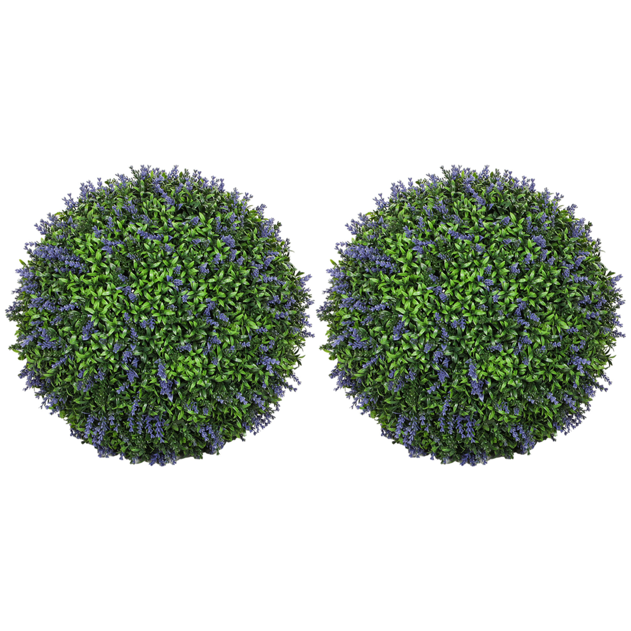 Lot de 2 buis artificiels topiaires boules Ø42cm avec fleurs de lavande