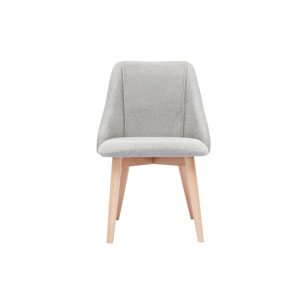 Chaises scandinaves en tissu effet velours texturé gris clair et bois clair (lot de 2) HIGGINS