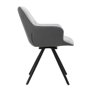 Fauteuil rotatif 180 en tissu soft avec accoudoirs - 2 coloris - ODILE