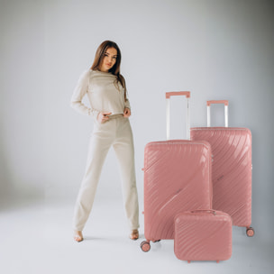 Juego De Maletas Rígidas Pp Itaca Danubio Rosa