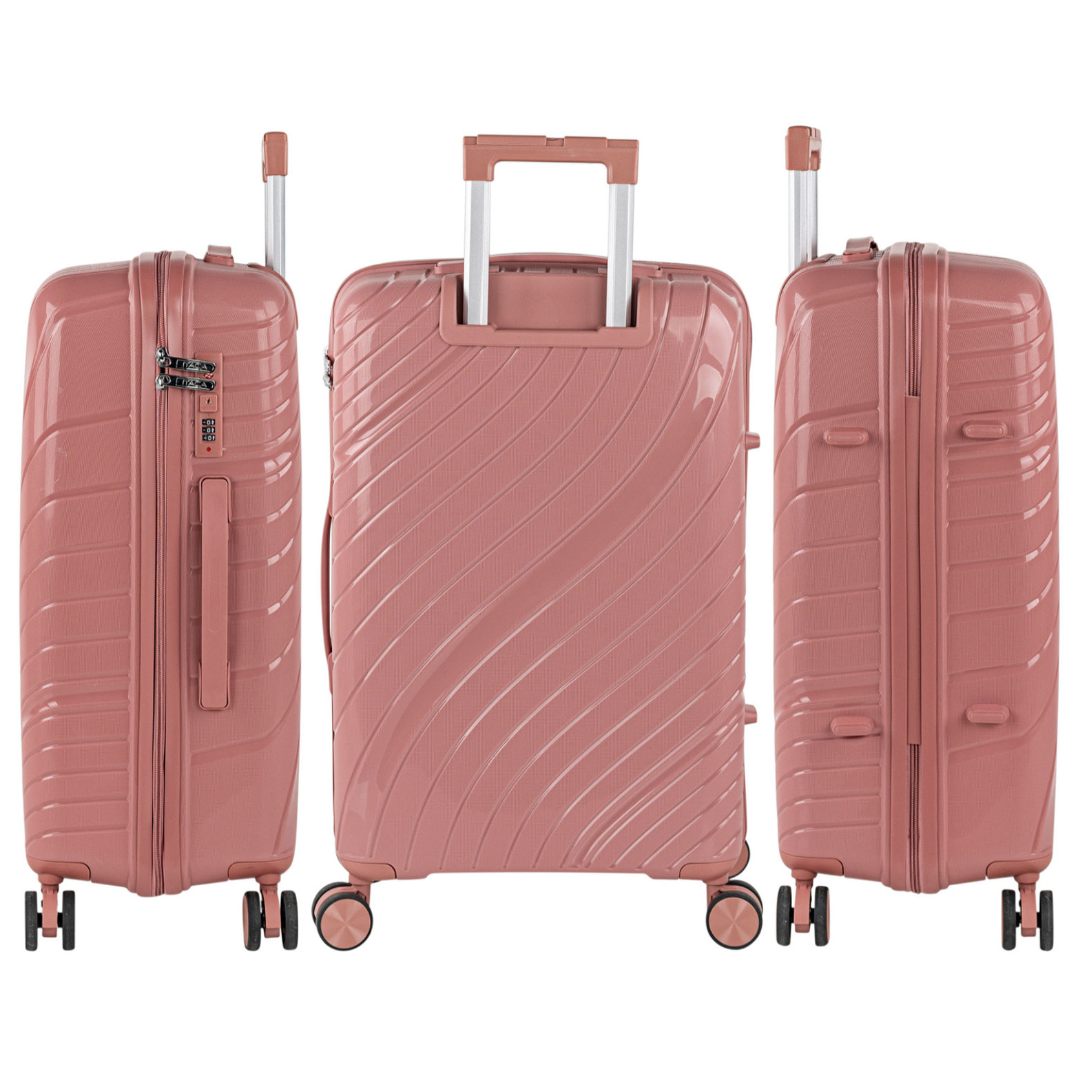 Juego De Maletas Rígidas Pp Itaca Danubio Rosa