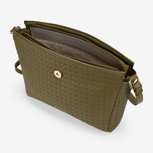 Bolso bandolera verde con solapa de metal