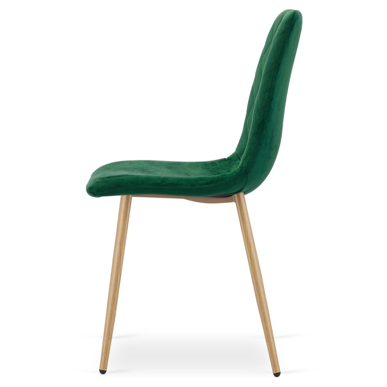 Sedia Turin in velluto verde scuro con gambe effetto legno