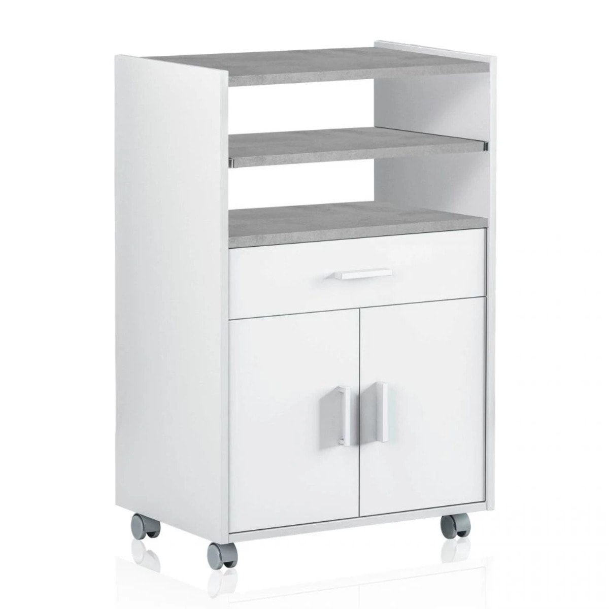 Mueble microondas Stella Blanco Artik (Blanco Mate) - Gris Cemento