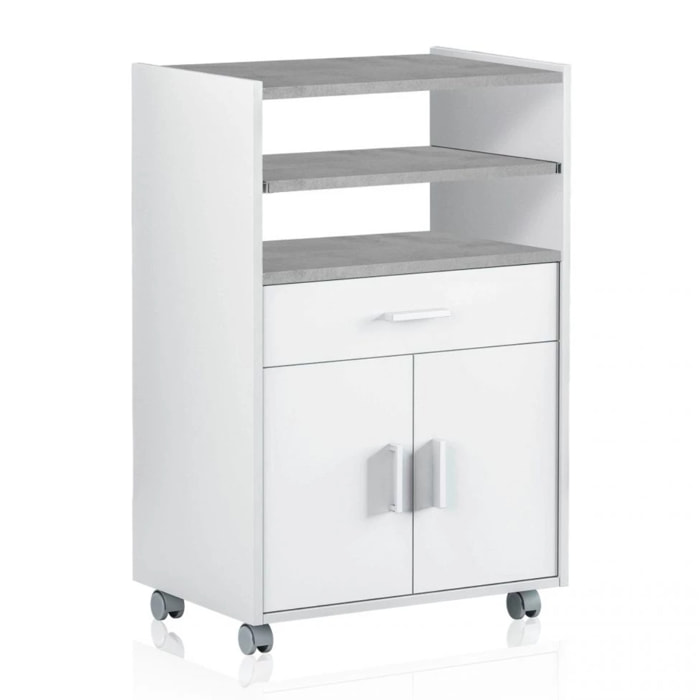 Mueble microondas Stella Blanco Artik (Blanco Mate) - Gris Cemento
