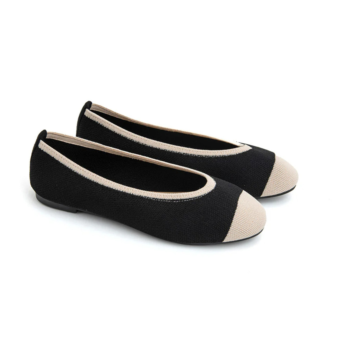 Ballerina classica micro-intrecciata bicolore - NERO