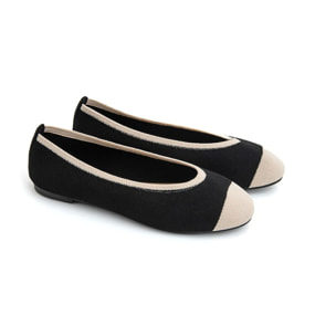 Ballerina classica micro-intrecciata bicolore - NERO