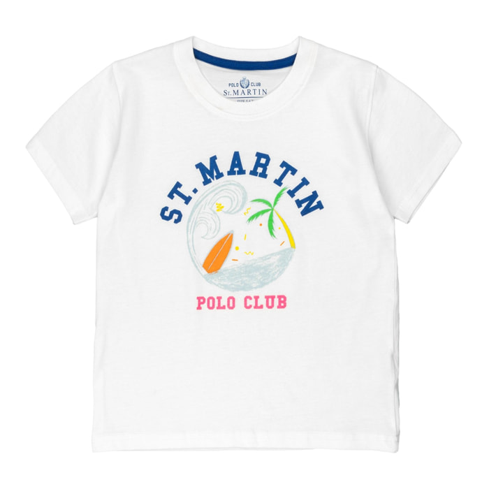 T-shirt jersey con stampa windsurf Polo Club St Martin Bianco