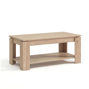 Mesa de centro elevable con almacenaje en roble canadian 102x43-54 cm Lya Roble Canadian