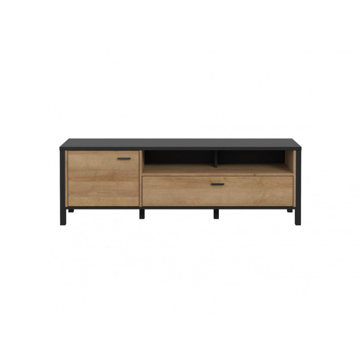 Meuble TV avec rangement en bois effet chêne - MIAMI