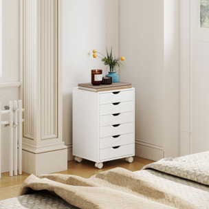 Cajonera Escritorio, Archivador Móvil con 6 Cajones, Soporte para Impresora con Ruedas, Guías Deslizantes Silenciosas, para Oficina, Casa, Blanco