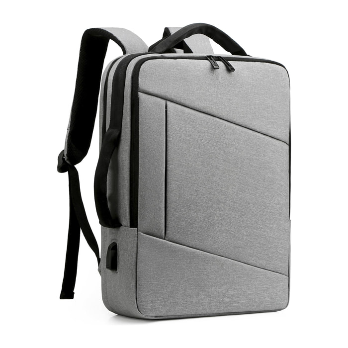 DAM Mochila para Laptop con interfaz de carga USB. 30x13x42 Cm. Color: Gris