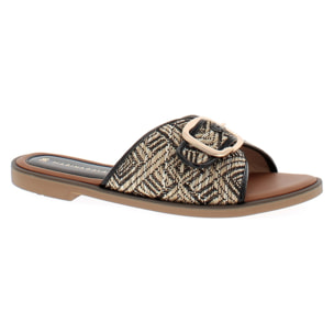 Marina Galanti Scarpe Donna Flat Slippers with Gold Horsebit MG 1E162 Black