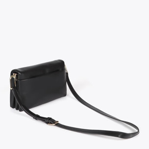 Tracolla effetto pelle con tre scomparti e patta