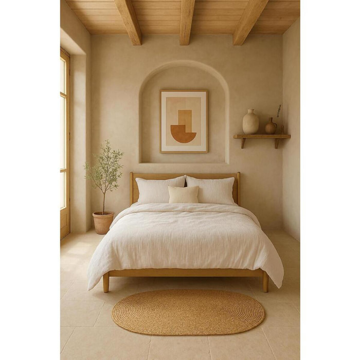 Drap housse gaze de coton lavé blanc pur