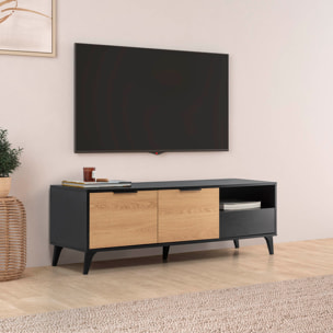 Mueble tv Kalma 2 puertas 1 cajón color negro/roble