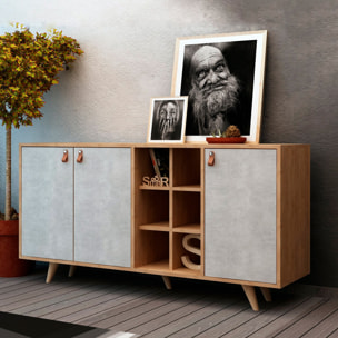 Mueble de roble blanco con 100% tablero aglomerado rechapado en melamina.