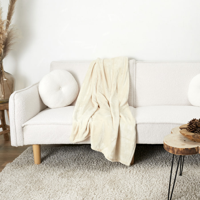 Plaid - HOME DECO FACTORY - Beige - Flanelle - Tout Doux
