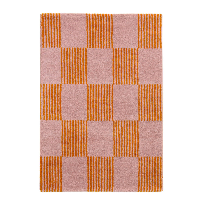 Tapis intérieur damier orange et rose FERGEW