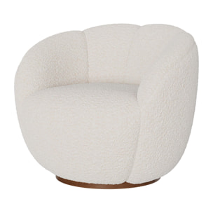 Fauteuil pivotant en tissu bouclé blanc - Ysé